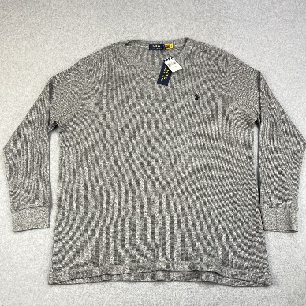 Polo Ralph Lauren Thermal Pullover Mens 2XLT Gray Long Sleeve Waffle 710950831
